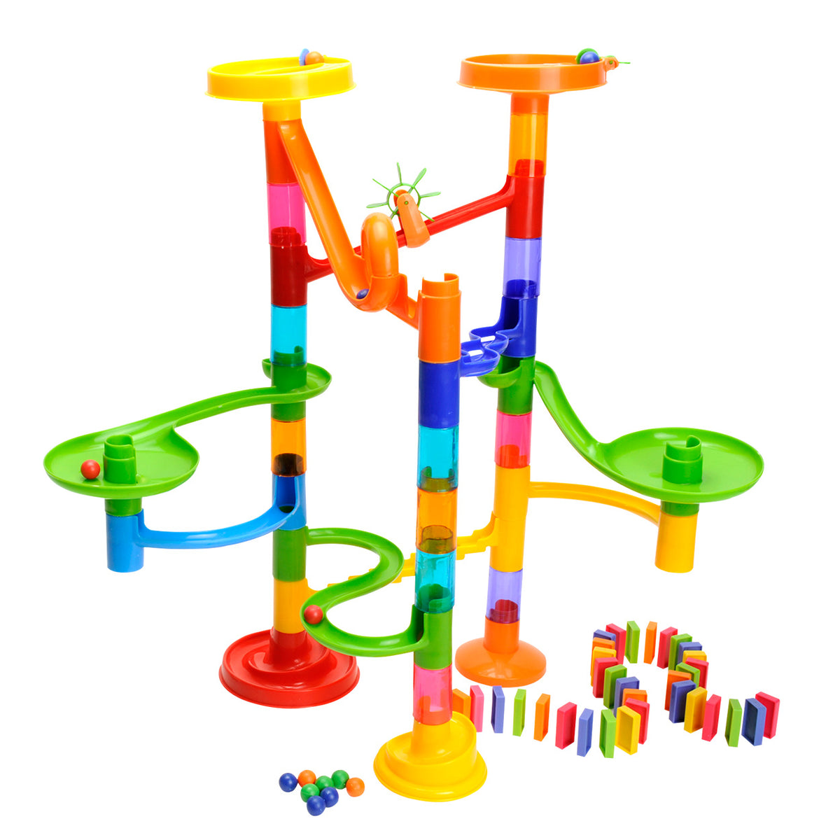 Murmelbahn mit Dominosteinen, 88 Teile.