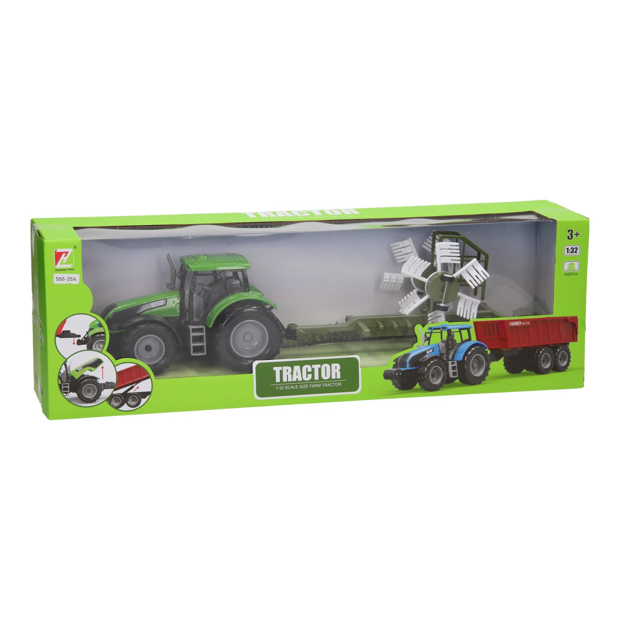 Traktor mit Heuwender 1:32