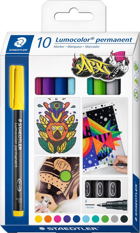 Markenloser Sans Marque Staedtler Lumocolor Permanentstift F 318 – Etui mit 10 Farben