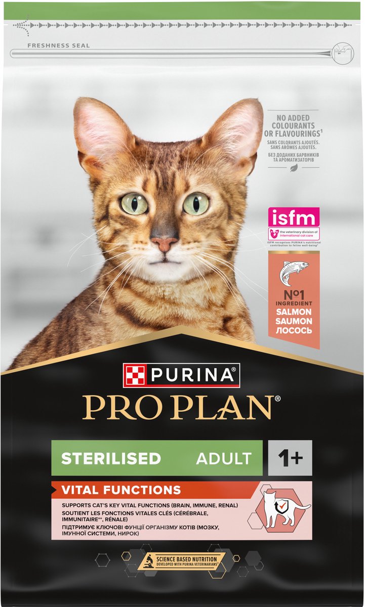 Pro Plan sterilisierte Vitalfunktionen für Erwachsene – Trockenfutter für Katzen – Lachs – 10 kg