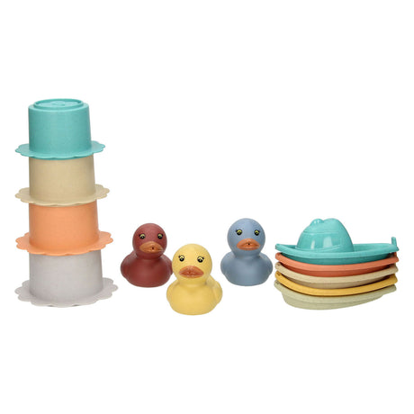 Pastellfarbenes Badespielzeug-Set, 12-teilig.