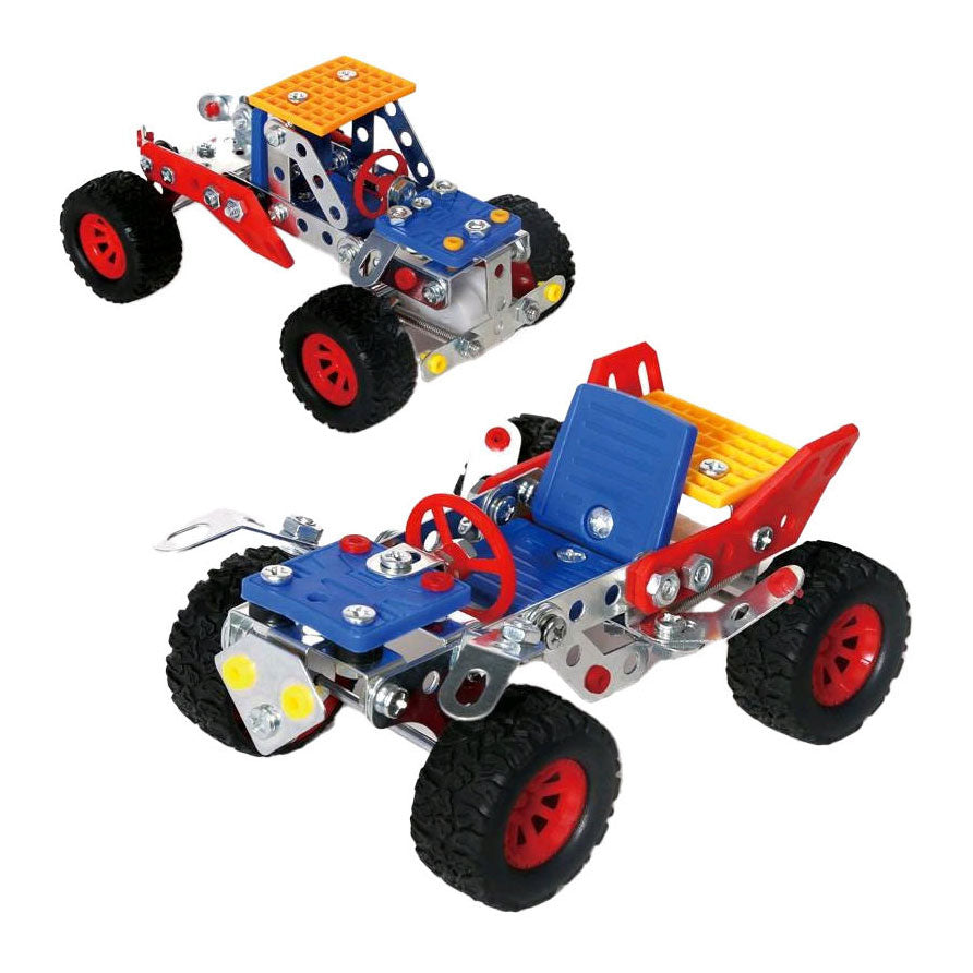 Metalen constructieset voertuigen 2in1 pull back, 144dlg.