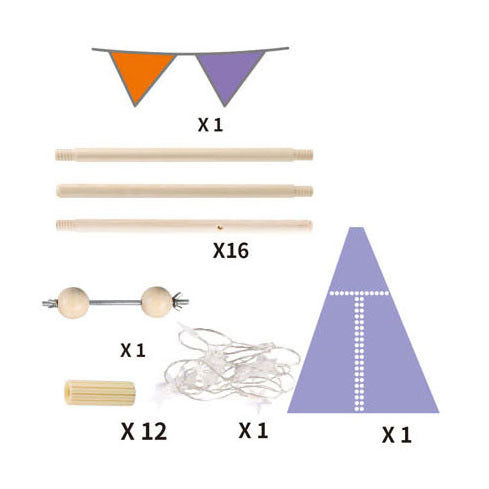 Luxuriöses Tipi-Zelt blau mit Lichtern, 128 cm