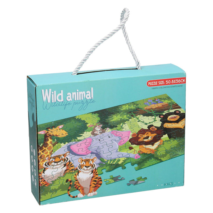 Bodenpuzzle Wildtiere grün, 100 Teile