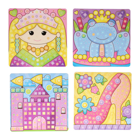 Ein Mosaik-Bastelset „Prinzessin“ herstellen, 4 Teller