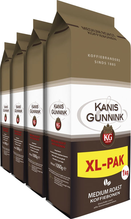 Kanis Gunnink Kaffeebohnen mittlerer Röstung – Vorteilspackung 4 x 1000 Gramm