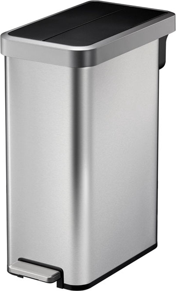 Eko - ecofly ii Treteimer 45 Liter - Edelstahl Kunststoff - Edelstahl matt, schwarz - Abfalleimer