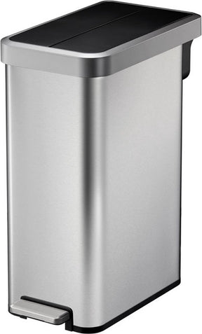 Eko - ecofly ii Treteimer 45 Liter - Edelstahl Kunststoff - Edelstahl matt, schwarz - Abfalleimer
