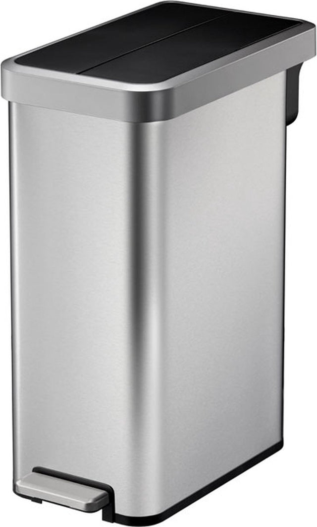 Eko - ecofly ii Treteimer 45 Liter - Edelstahl Kunststoff - Edelstahl matt, schwarz - Abfalleimer