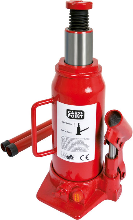 Flaschenheber von Carpoint – maximale Belastung bis 10.000 kg – hydraulisch – zum Anheben von Autos, Wohnmobilen oder Wohnwagen – minimale Höhe 240 mm – maximale Höhe 480 mm
