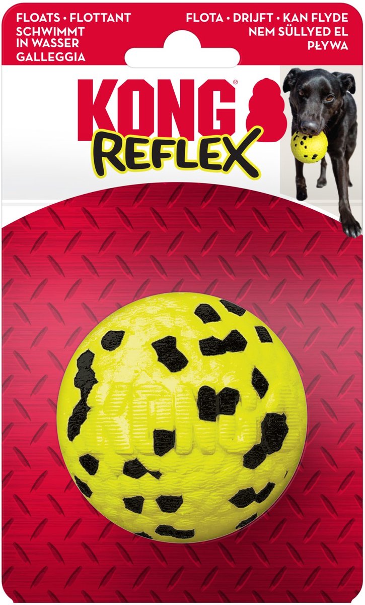 Kong Reflexball - Hundespielzeug - Schwarz Gelb Groß