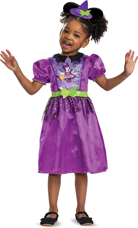 Verkleidung Disney Halloween, gruseliges Hexenkleid Minnie klassisch für Kleinkinder, Größe M (3–4 Jahre)