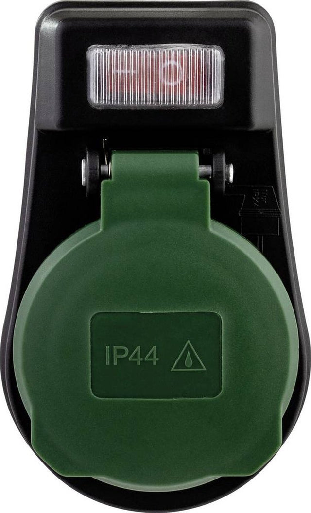 Rev doorvoerstekker met schakelaar - ip44 - aa uit knop - max. 3680 watt