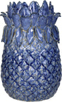 Hd collection kaarsenhouder stoneware blauw 13,5x13,5x21,5cm