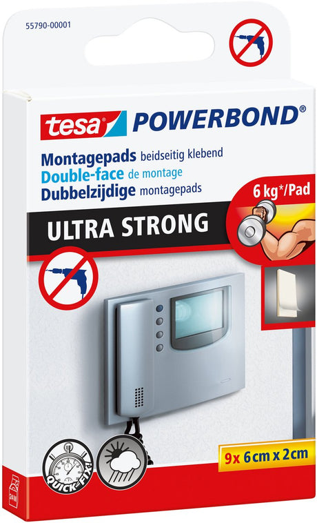 Tesa selbstklebende Pads Powerbond Ultra Strong doppelseitige Installationspads – Packung mit 9 Stück