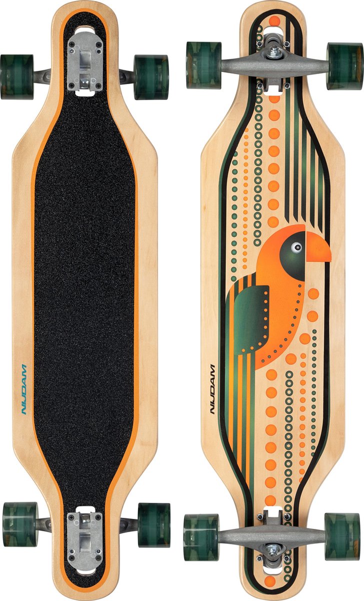 Nijdam Longboard Drop-Through 36 - Echo Coco - Holz - Schwarz Orange