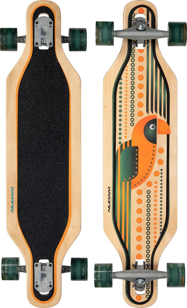 Nijdam Longboard Drop-Through 36 - Echo Coco - Holz - Schwarz Orange