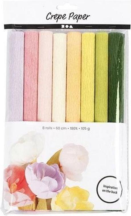 Crep Paper Pastellfarben, 8 Blätter