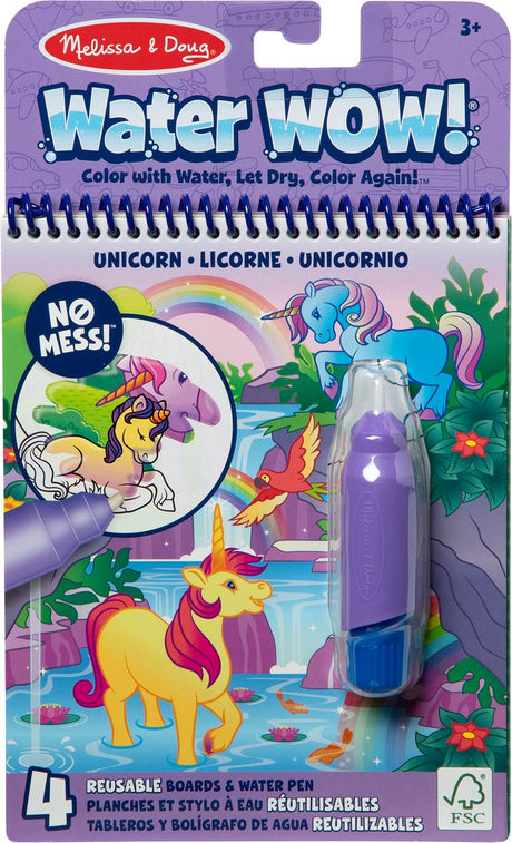 Melissa doug - water wow! -herbruikbaar water kleurboek en activiteitenboek - unicorn
