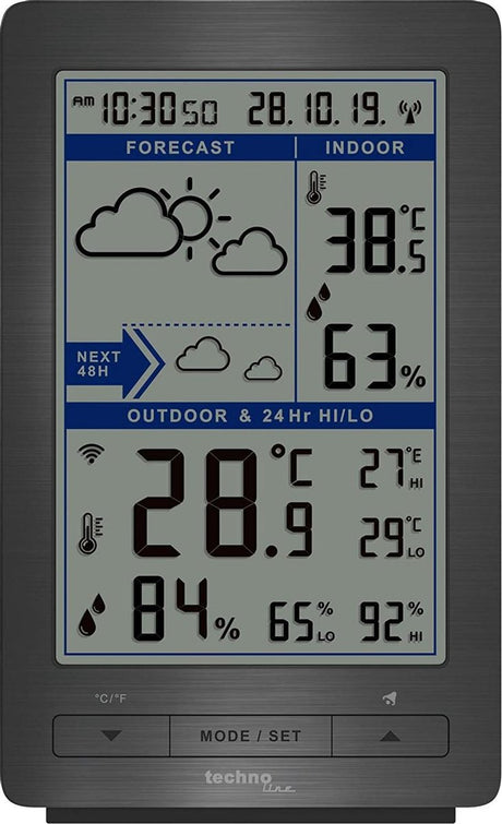 Technoline Wetterstation ws 9485 funkgesteuert mit Thermometer und Hygrometer 94 x 154 x 46 mm