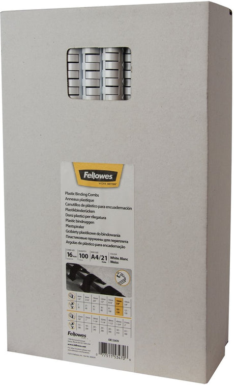 Fellowes Binderücken 16 mm weiß, 100 Stück