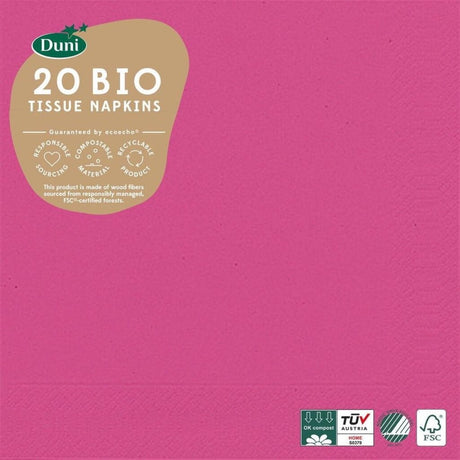 Duni Servietten Bio 3-lagig 33 x 33 cm Papier Fuchsia 20 Stück