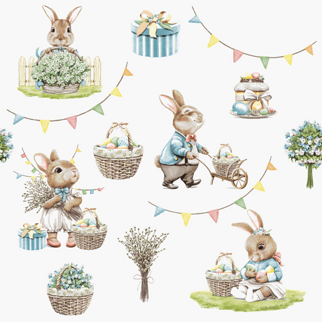 Duni Servietten Bunny Joy 3-lagiges Gewebe 33x33cm