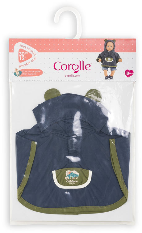 Corolle Regenponcho Puppenkostüm kleiner Entdecker 30cm blau.