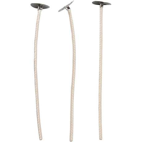 Dochte für Kerzen im Halter, passend für Halter mit einem Durchmesser von 20-65 mm, L: 10 cm, Dicke 2 mm, 50 Stück 1 Box