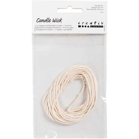 Creativ Company Wick für getauft (Folie 22-30 mm) und Gusskerzen (Folie 60-80 mm), 3M