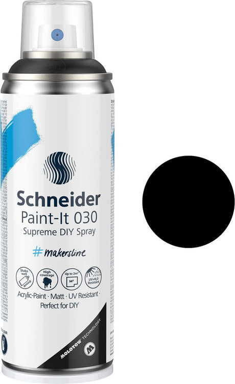 Schneider Schreibwaren Schneider Sprühfarbe – Paint-it 030 – DIY Sprühfarbe – Acrylfarbe – 200 ml – Schwarz – S-ML03050001