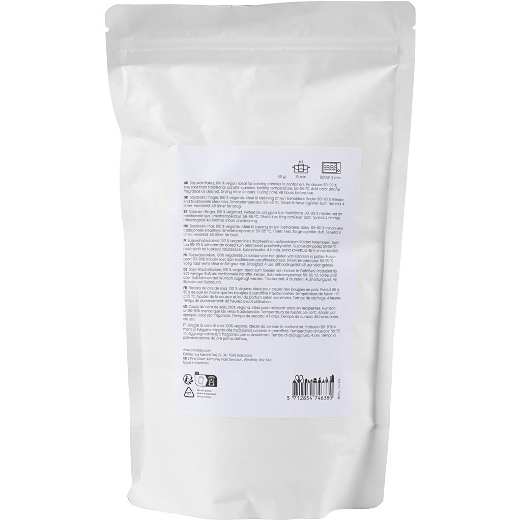 Creativ Company Sojawachs, für Kerzen im Glas, Creme, 500 gr 1 Box