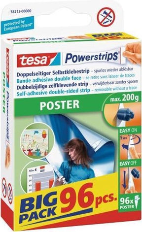 Tesa Powerstrips® Poster doppelseitiges Klebeband weiß Inhalt: 96 Stück