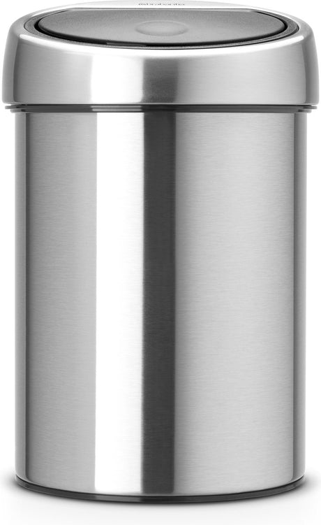 Brabantia Touch Bin Abfalleimer – 3 Liter – Badezimmer – mattierter Stahl, fingerabdrucksicher