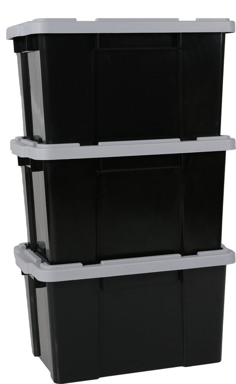 Iris Powerbox Aufbewahrungsbox - 50l - Kunststoff - Schwarzgrau - 3er-Set
