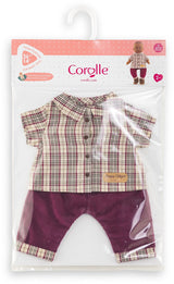Corolle geruit shirt met broek kleine ontdekker - 36cm