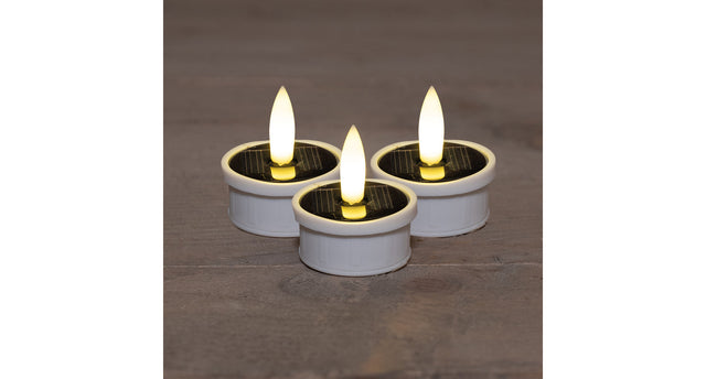 Theelicht solar 3d lont set van 3 wit blister