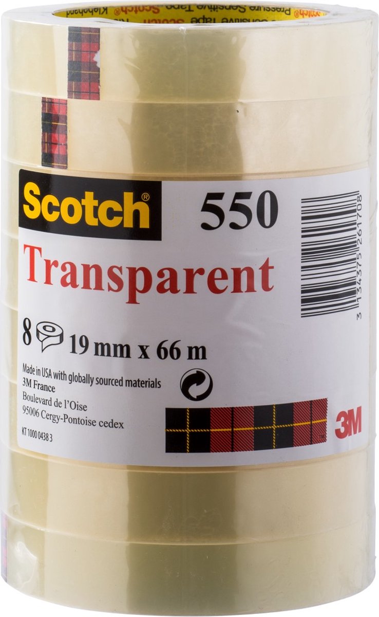 Scotch® transparentes Klebeband, Turm, 19 mm x 66 m, 8-Rollen-Packung