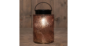 Solar glazen lamp retro roze 12,5x20cm