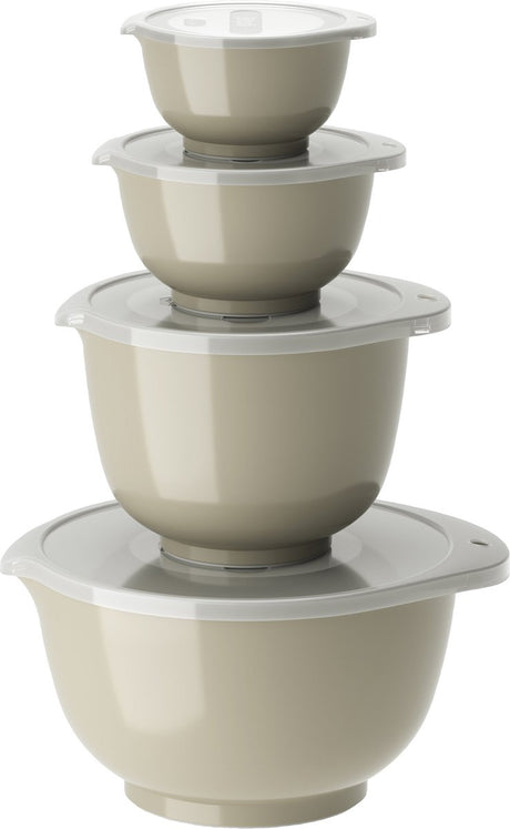 Rosti margrethe beslagkom set - 8 delig - 0,25, 0,5, 1,5 en 3 l - humus - mengkom met deksel voor bakken en koken - magnetron-, vriezer- en vaatwasmachinebestendig