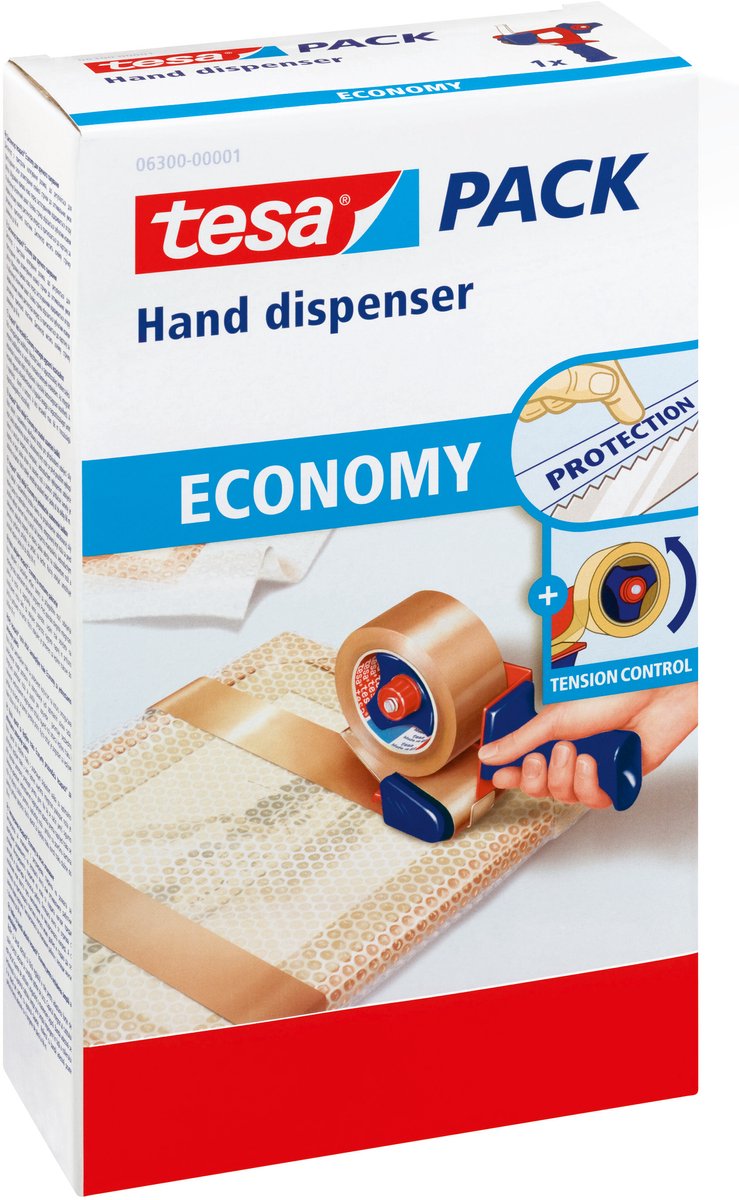 Tesa Packband-Handabroller Economy robust für Verpackungsklebeband – bis zu 50 cm Breite
