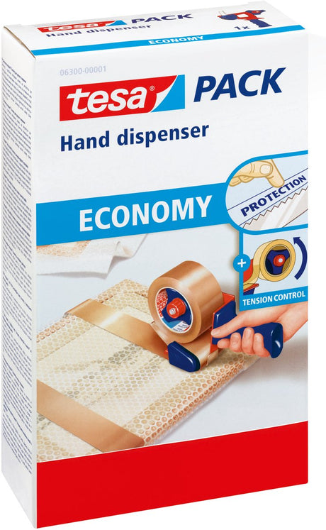 Tesa Packband-Handabroller Economy robust für Verpackungsklebeband – bis zu 50 cm Breite