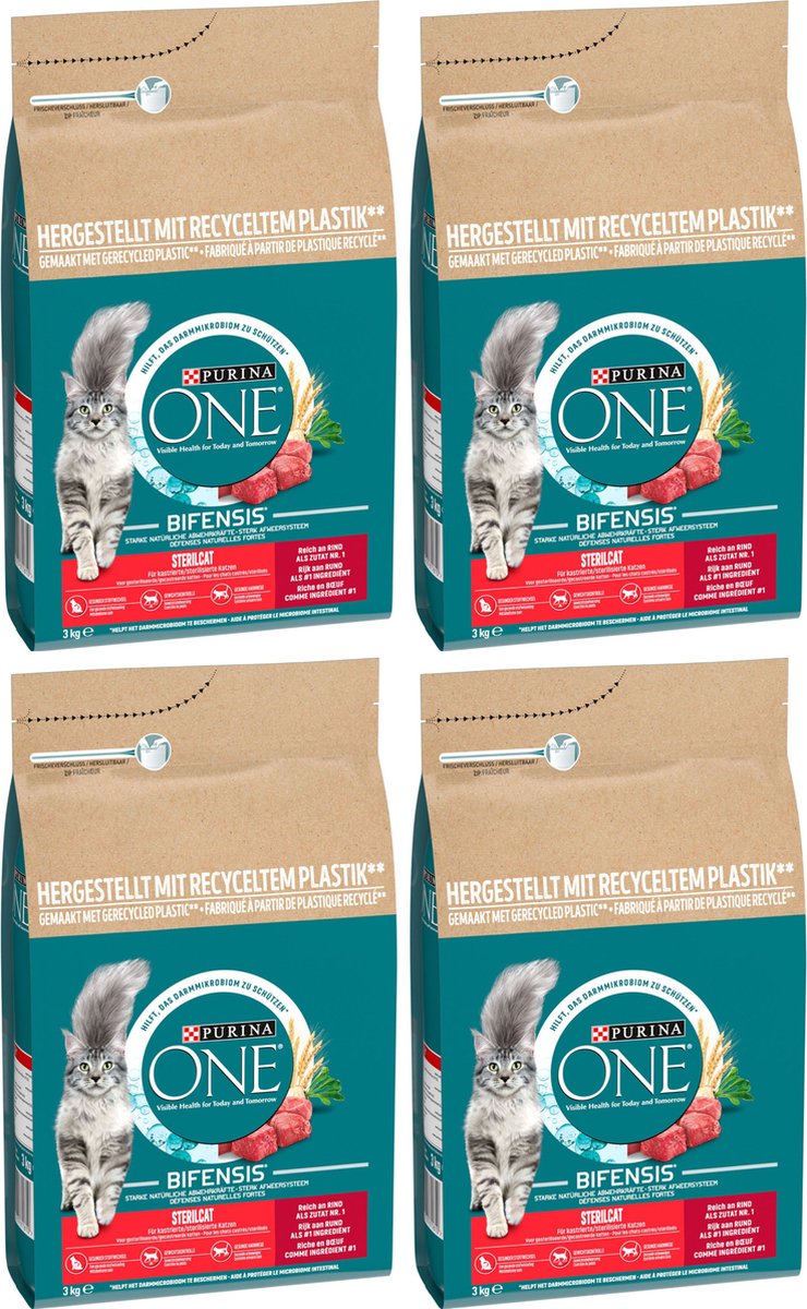 Purina One Sterilcat – Katzenfutter – Rinderweizen – 4 x 3 kg