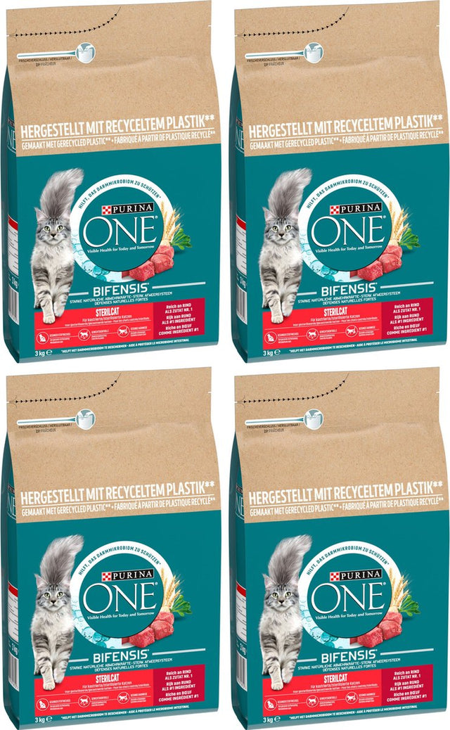 Purina One Sterilcat – Katzenfutter – Rinderweizen – 4 x 3 kg
