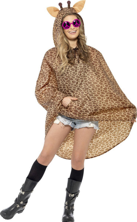 Vegaoo giraffe poncho voor volwassenen - verkleedkleding - one size