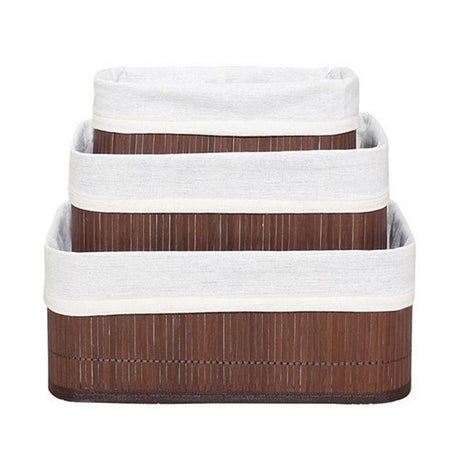 Homestyle Pro Bambus-Aufbewahrungskörbe 3 Stück braun weiß