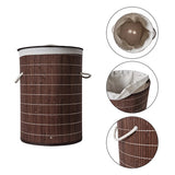 Homestyle Pro runder faltbarer Bambus-Wäschekorb 35x50 cm braun weiß