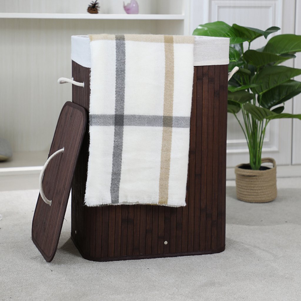 Homestyle Pro rechteckiger Bambus-Wäschekorb 40x30x60 cm braun weiß