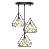 Homestyle Pro Homestyle MK024-B Industrielle rautenförmige Hängelampen aus schwarzem und weißem Metall