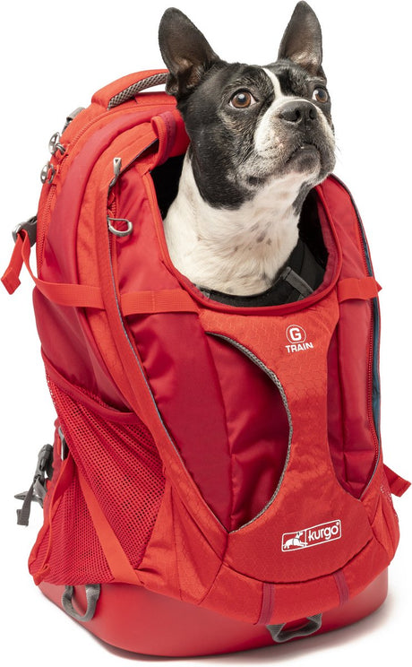 Kurgo bequemer Hunderucksack für kleine Hunde mit verschiedenen Staufächern – für Hunde bis 11 kg – G-Train K9 – Rot oder Schwarz – 33 x 53 x 25 cm – – G-Train K9 Pack – Chili Red
